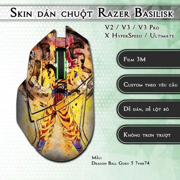 Skin dán chuột Razer Basilisk mẫu Dragon Ball Goku 5 7vnr74