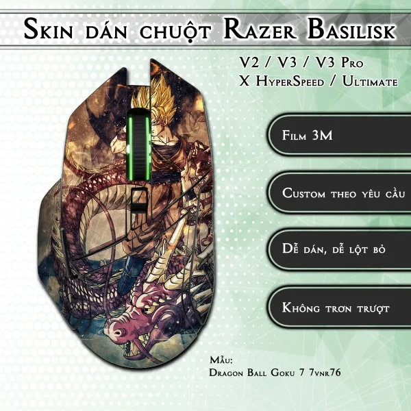 Skin dán chuột Razer Basilisk mẫu Dragon Ball Goku 7 7vnr76