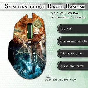 Skin dán chuột Razer Basilisk mẫu Dragon Ball Goku Blue 7vnr77