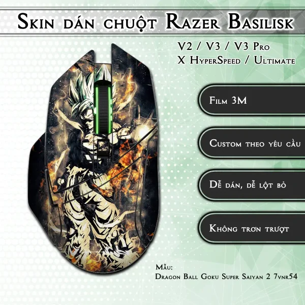 Skin dán chuột Razer Basilisk mẫu Dragon Ball Goku Super Saiyan 2 7vnr54