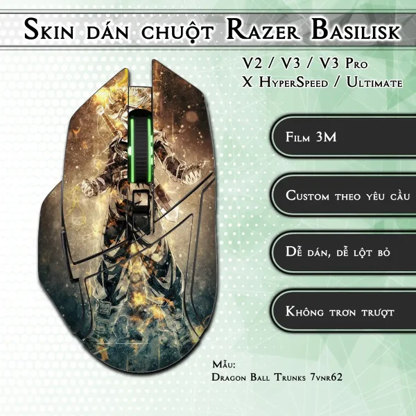Skin dán chuột Razer Basilisk mẫu Dragon Ball Trunks 7vnr62