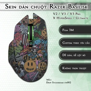 Skin dán chuột Razer Basilisk mẫu Drew Stickerbomb stb002