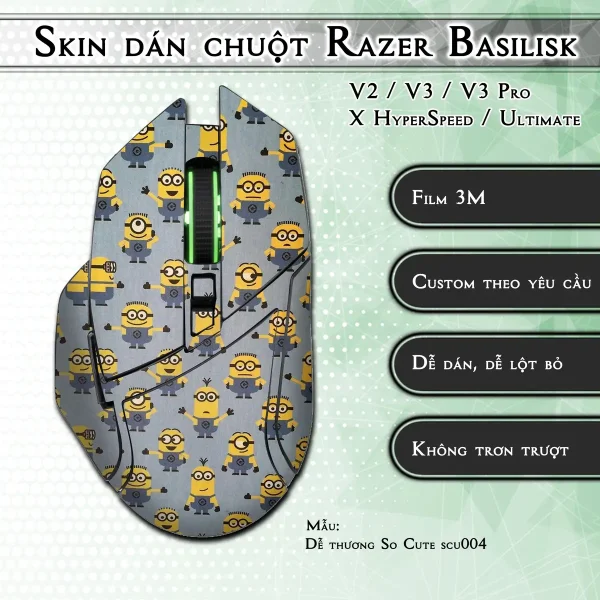 Skin dán chuột Razer Basilisk mẫu Dễ thương So Cute scu004