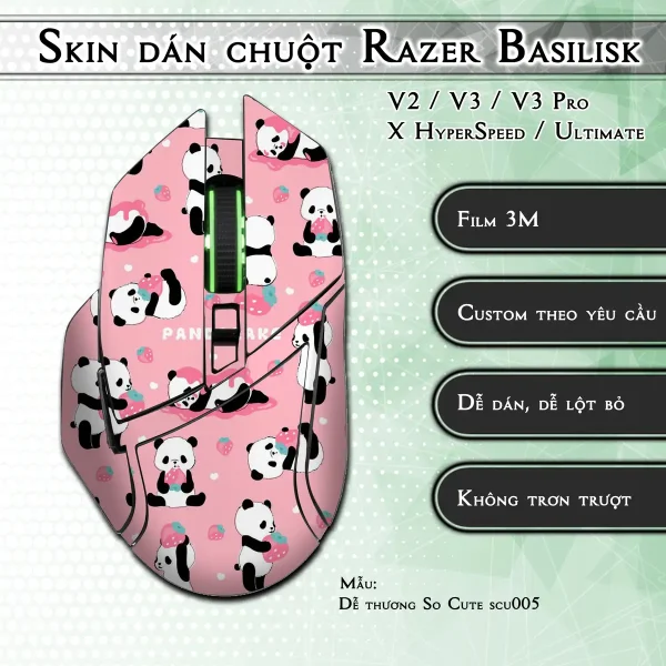 Skin dán chuột Razer Basilisk mẫu Dễ thương So Cute scu005