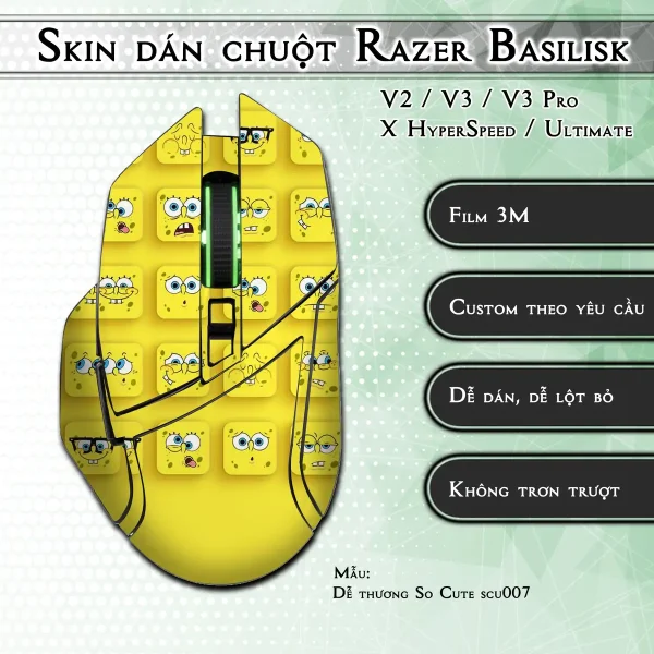 Skin dán chuột Razer Basilisk mẫu Dễ thương So Cute scu007