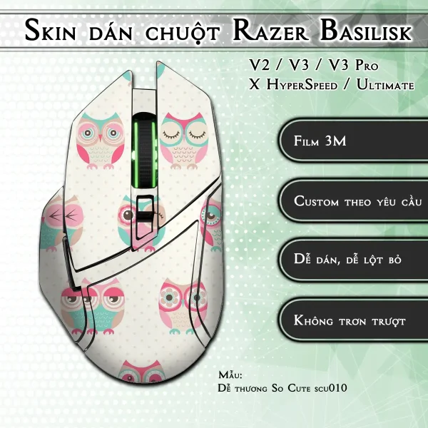 Skin dán chuột Razer Basilisk mẫu Dễ thương So Cute scu010