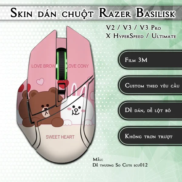 Skin dán chuột Razer Basilisk mẫu Dễ thương So Cute scu012