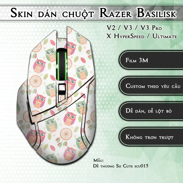 Skin dán chuột Razer Basilisk mẫu Dễ thương So Cute scu015