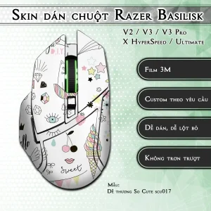 Skin dán chuột Razer Basilisk mẫu Dễ thương So Cute scu017