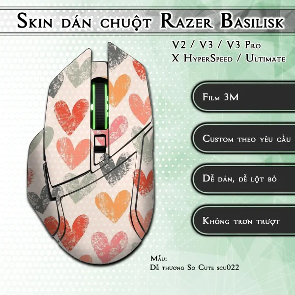 Skin dán chuột Razer Basilisk mẫu Dễ thương So Cute scu022