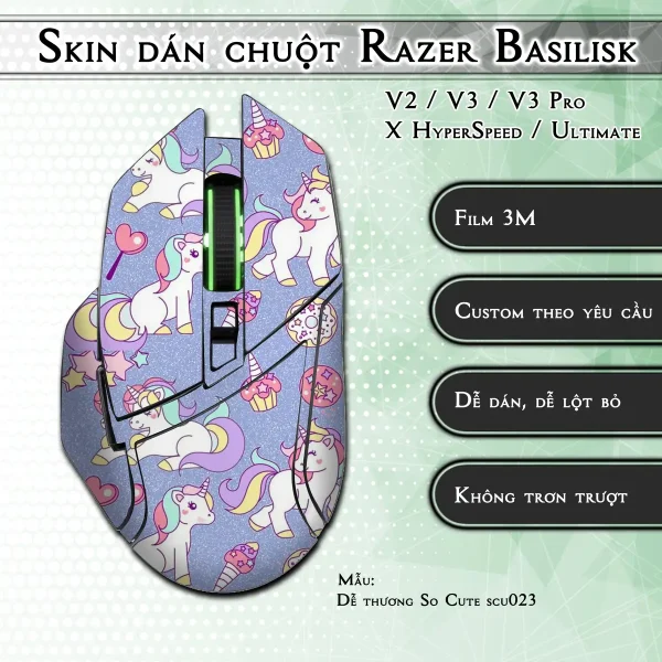 Skin dán chuột Razer Basilisk mẫu Dễ thương So Cute scu023