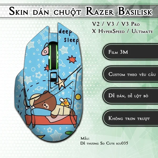 Skin dán chuột Razer Basilisk mẫu Dễ thương So Cute scu035