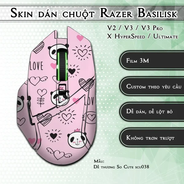 Skin dán chuột Razer Basilisk mẫu Dễ thương So Cute scu038