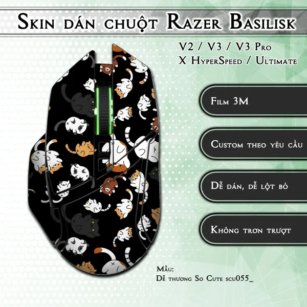 Skin dán chuột Razer Basilisk mẫu Dễ thương So Cute scu055_