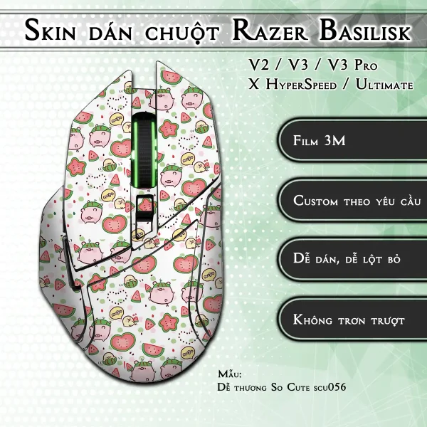 Skin dán chuột Razer Basilisk mẫu Dễ thương So Cute scu056