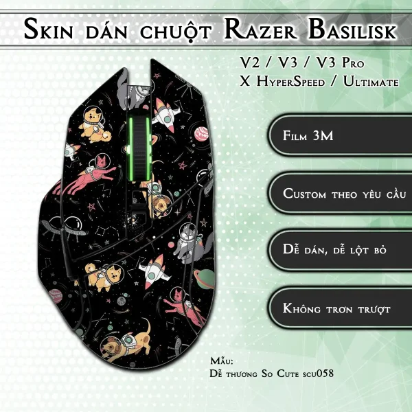 Skin dán chuột Razer Basilisk mẫu Dễ thương So Cute scu058