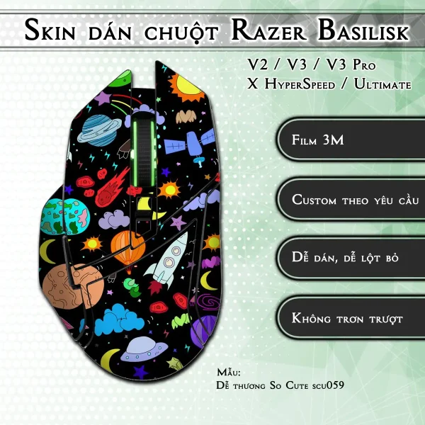Skin dán chuột Razer Basilisk mẫu Dễ thương So Cute scu059