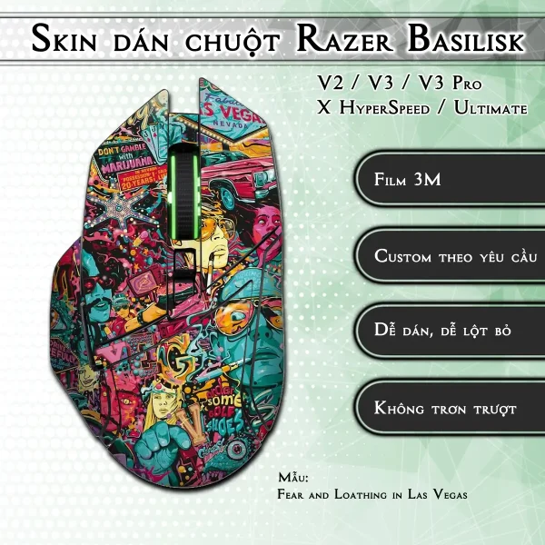 Skin dán chuột Razer Basilisk mẫu Fear and Loathing in Las Vegas
