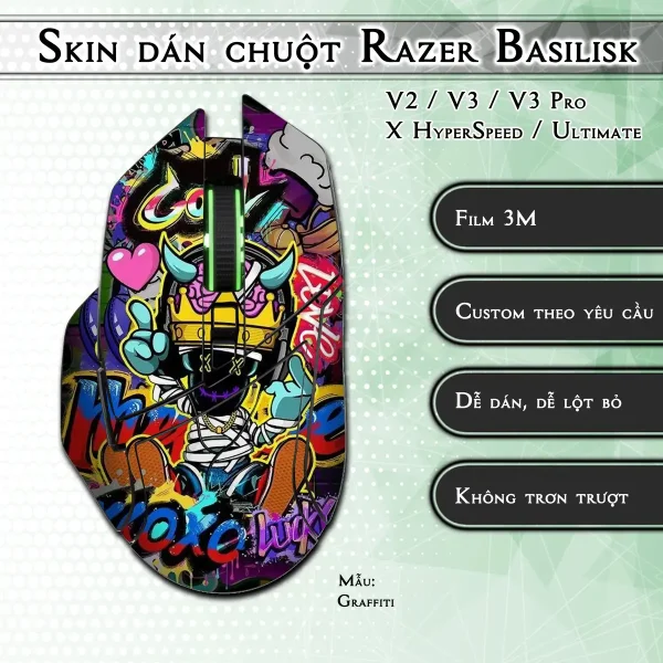 Skin dán chuột Razer Basilisk mẫu Graffiti