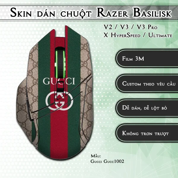 Skin dán chuột Razer Basilisk mẫu Gucci Gucc1002