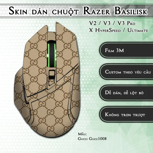 Skin dán chuột Razer Basilisk mẫu Gucci Gucc1008