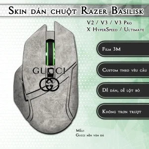 Skin dán chuột Razer Basilisk mẫu Gucci nền vân đá