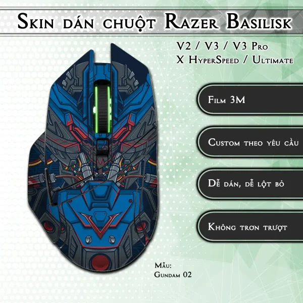 Skin dán chuột Razer Basilisk mẫu Gundam 02