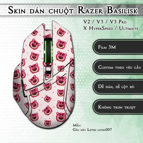 Skin dán chuột Razer Basilisk mẫu Gấu dâu Lotso lotso007