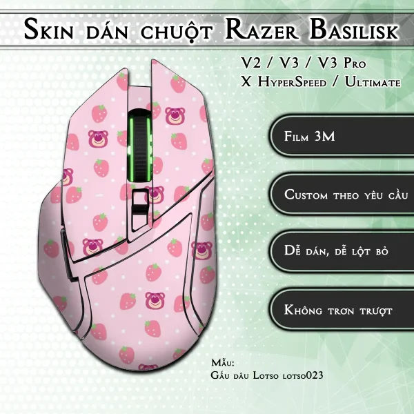 Skin dán chuột Razer Basilisk mẫu Gấu dâu Lotso lotso023