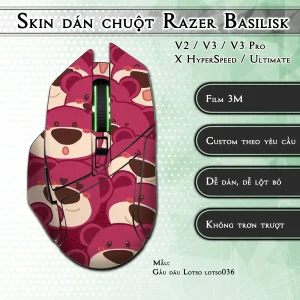 Skin dán chuột Razer Basilisk mẫu Gấu dâu Lotso lotso036