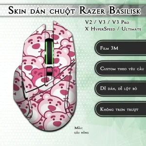 Skin dán chuột Razer Basilisk mẫu gấu hồng