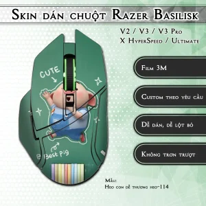 Skin dán chuột Razer Basilisk mẫu Heo con dễ thương heo-114