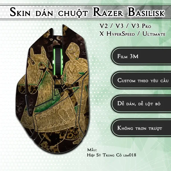 Skin dán chuột Razer Basilisk mẫu Hiệp Sỹ Trung Cổ lsm018