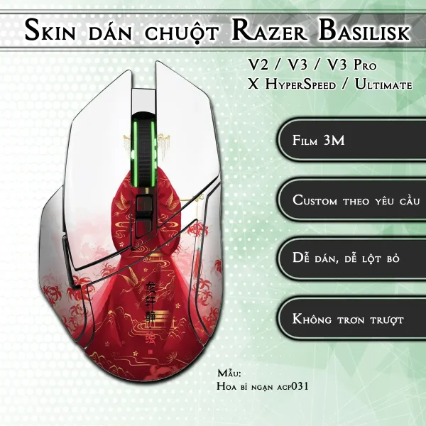 Skin dán chuột Razer Basilisk mẫu Hoa bỉ ngạn acp031