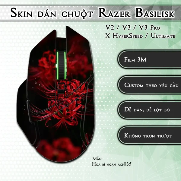 Skin dán chuột Razer Basilisk mẫu Hoa bỉ ngạn acp035
