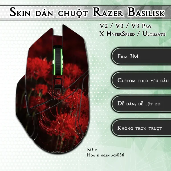 Skin dán chuột Razer Basilisk mẫu Hoa bỉ ngạn acp036