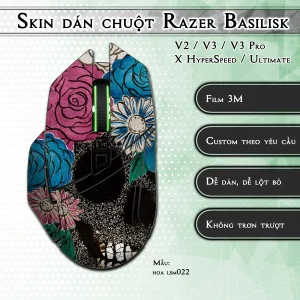 Skin dán chuột Razer Basilisk mẫu hoa lsm022