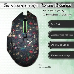 Skin dán chuột Razer Basilisk mẫu Hoa văn hov006