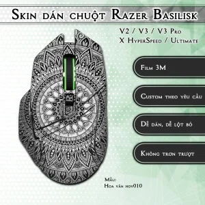 Skin dán chuột Razer Basilisk mẫu Hoa văn hov010