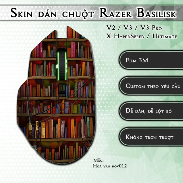 Skin dán chuột Razer Basilisk mẫu Hoa văn hov012