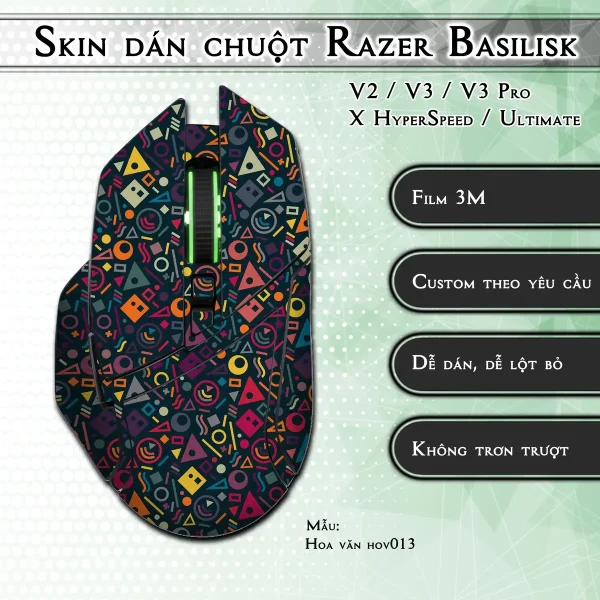 Skin dán chuột Razer Basilisk mẫu Hoa văn hov013