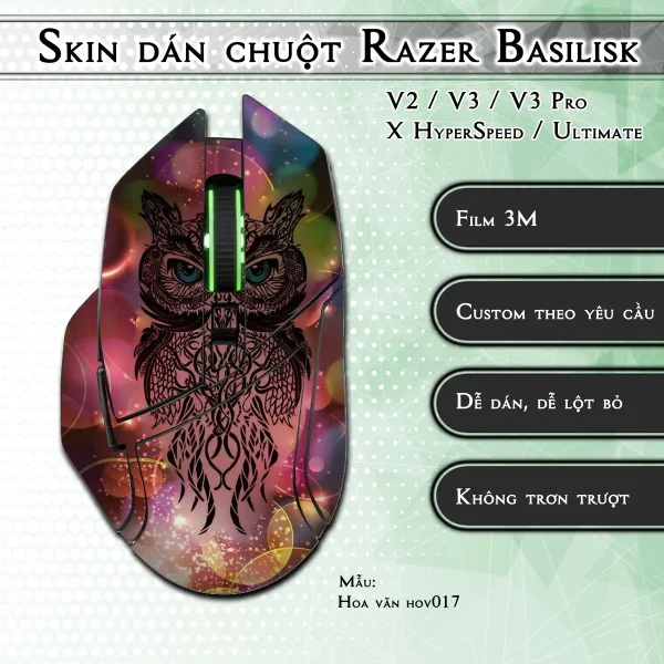 Skin dán chuột Razer Basilisk mẫu Hoa văn hov017