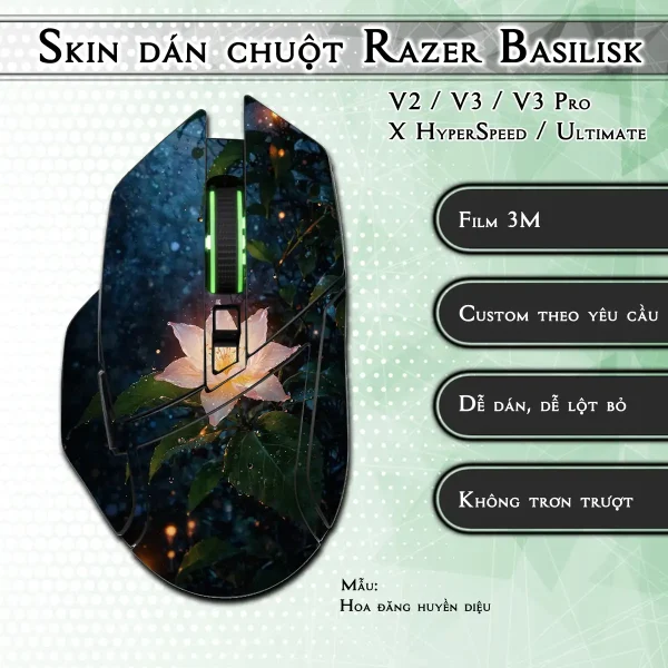 Skin dán chuột Razer Basilisk mẫu Hoa đăng huyền diệu