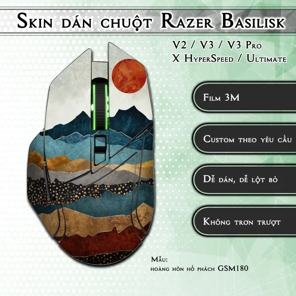 Skin dán chuột Razer Basilisk mẫu hoàng hôn hổ phách GSM180