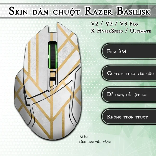 Skin dán chuột Razer Basilisk mẫu hình học viền vàng