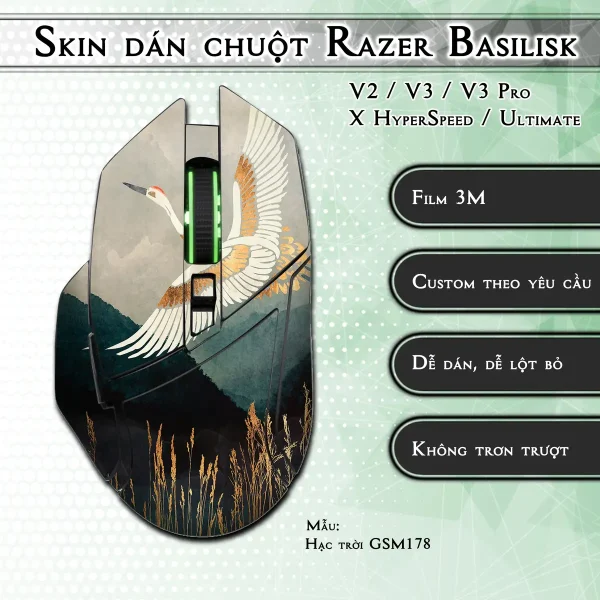 Skin dán chuột Razer Basilisk mẫu Hạc trời GSM178