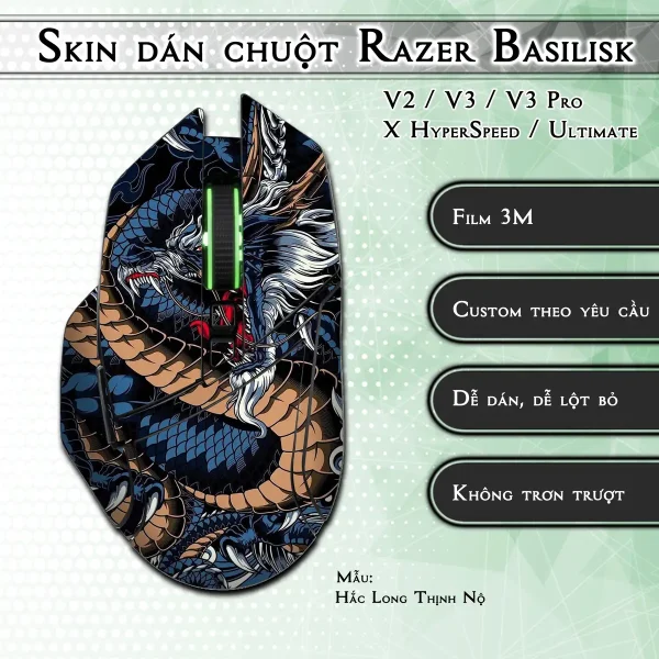 Skin dán chuột Razer Basilisk mẫu Hắc Long Thịnh Nộ