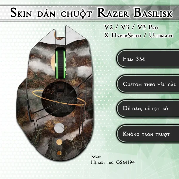 Skin dán chuột Razer Basilisk mẫu Hệ mặt trời GSM194