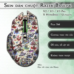Skin dán chuột Razer Basilisk mẫu Họa tiết công viên Disney