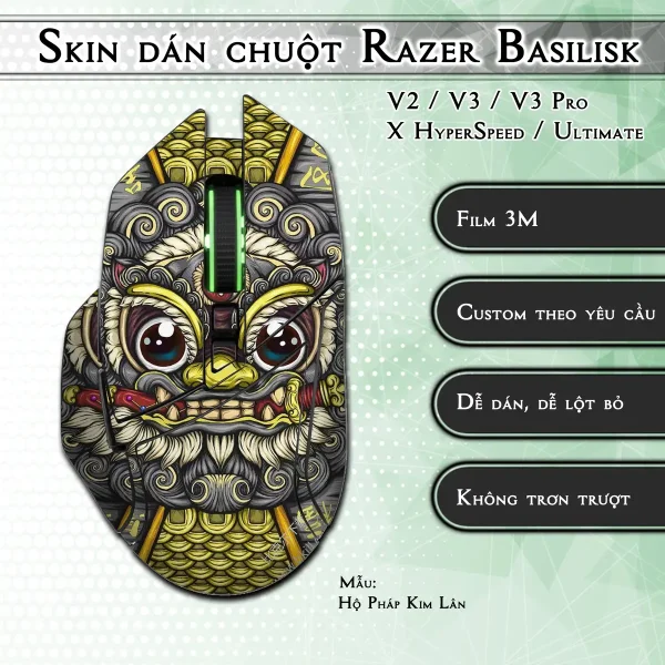 Skin dán chuột Razer Basilisk mẫu Hộ Pháp Kim Lân
